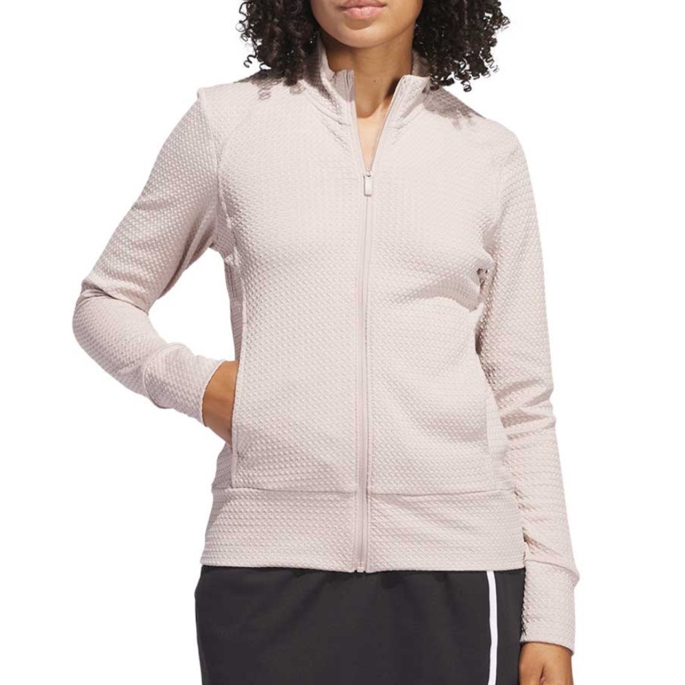 Adidas Women's Ultimate365 Textured Full-Zip Golf Jacket in light pink NWT!